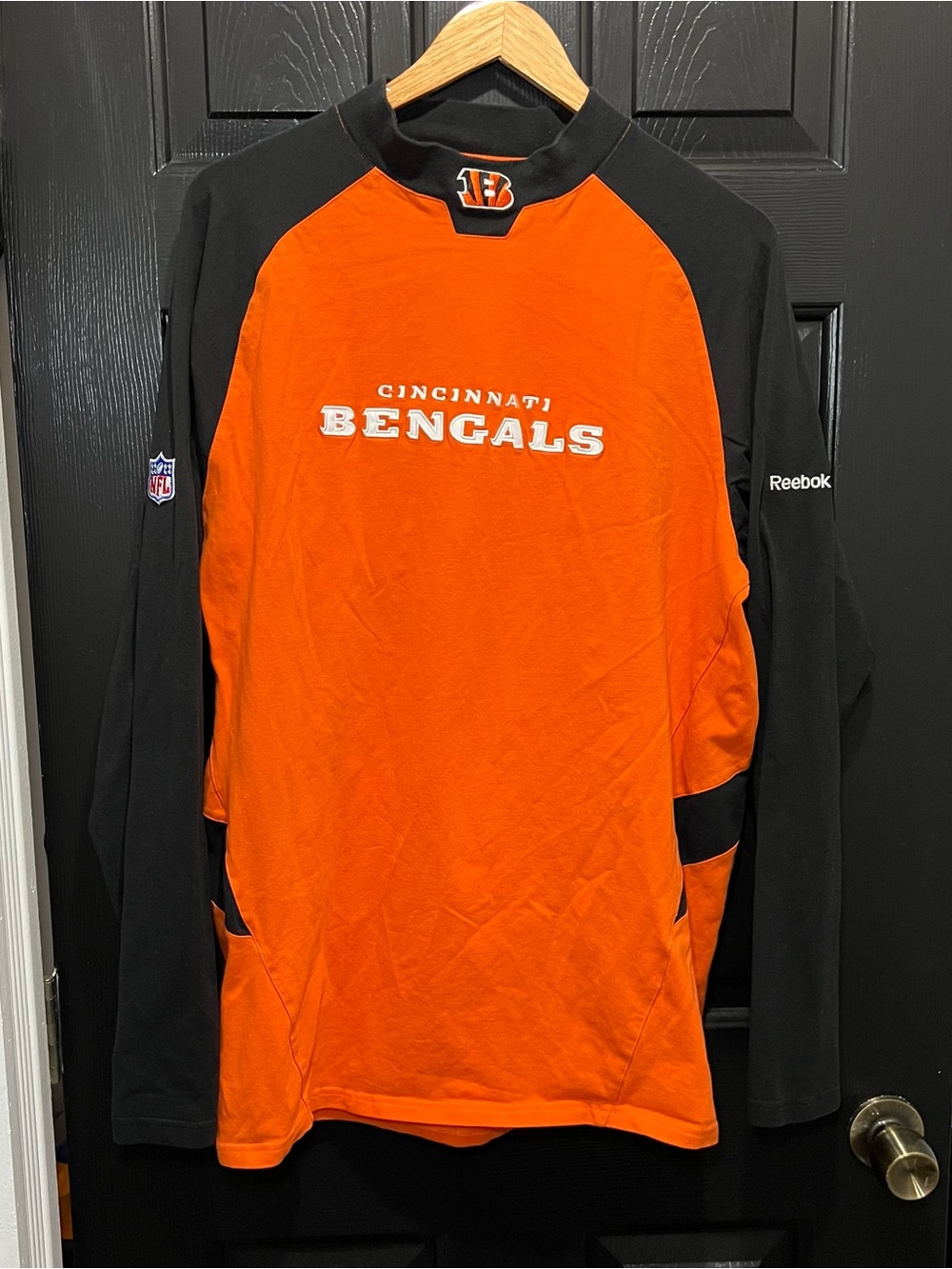 Reebok Cincinnati Bengals Men's Long Sleeve Crew - Orange/Black